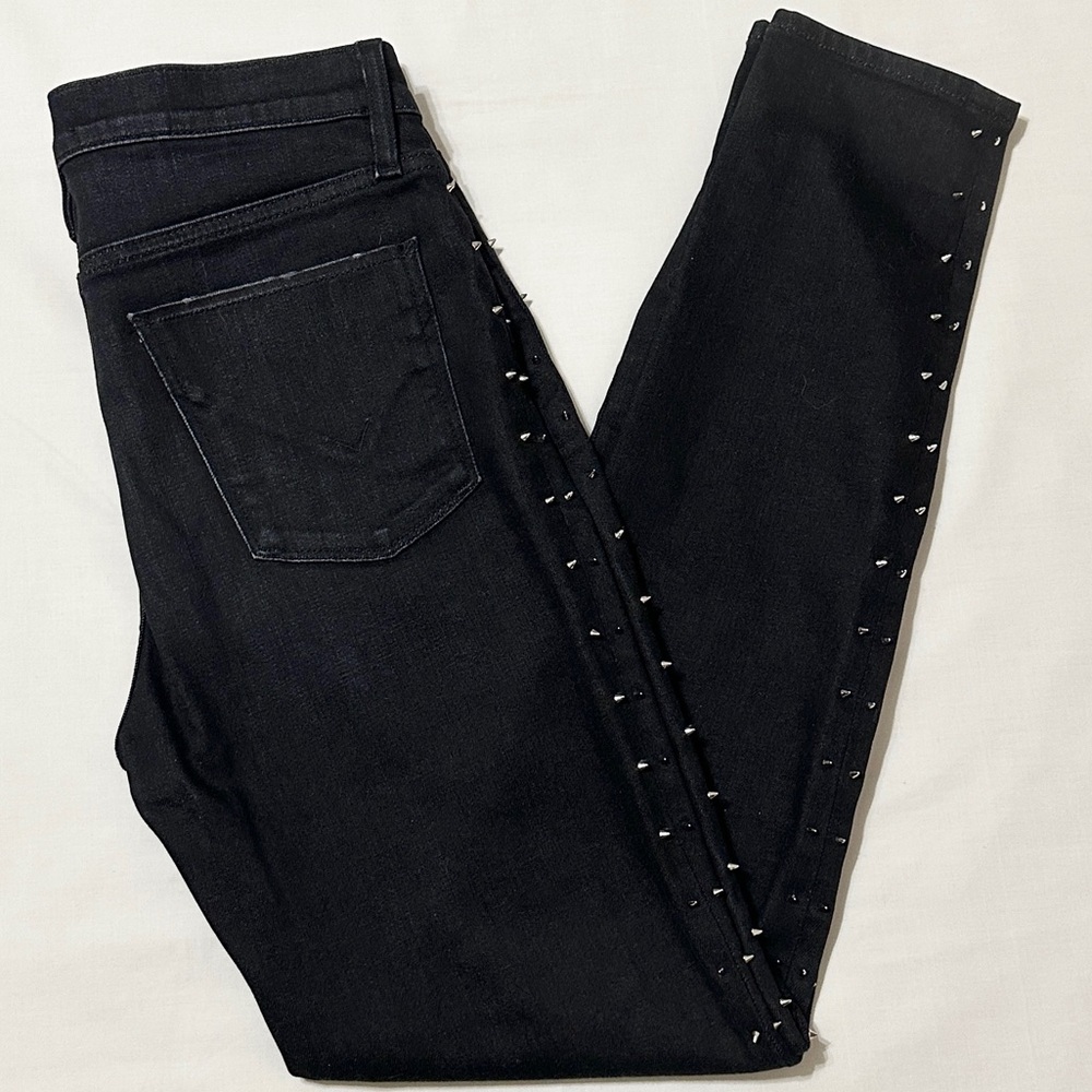 Spiked Hudson Barbara Super Skinny Women’s Silver Studded Black Jeans - 28